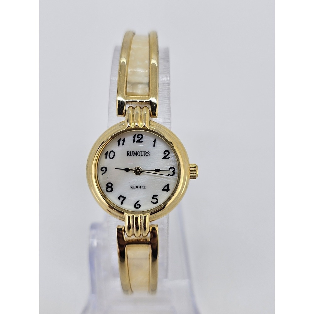 Rumours Women's Watch 23MM MOP Dial Gold Cream Bracelet Bands 6.25" NEW Battery